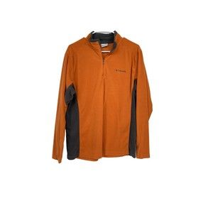 Columbia Half Zip Fleece Pullover Sweatshirt Mens Sz Medium Orange‎
